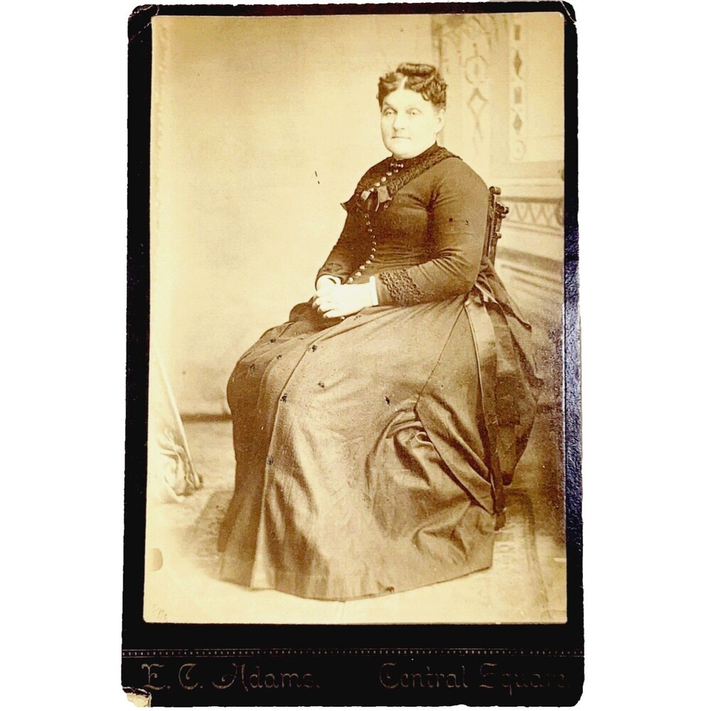 Cabinet Card Photo Victorian Woman 1800s Dress Studio Central Square Adams NY